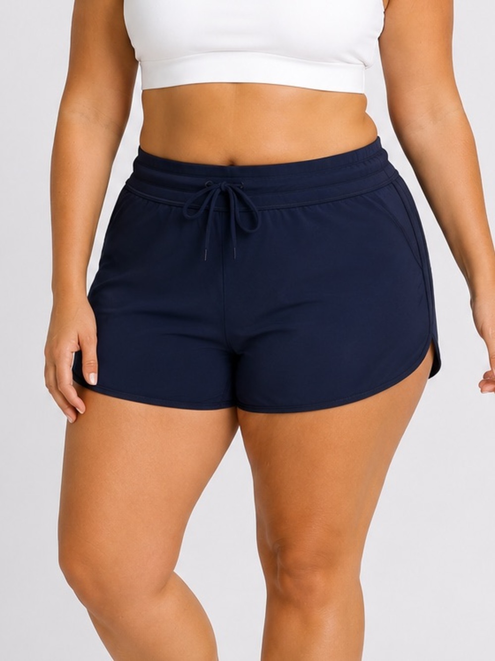 Athleta Navy Swim Board Shorts Cover-Up Drawstring Size Large